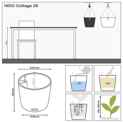 15094 Вазон Lechuza Cottage Nido 28, бузковий
