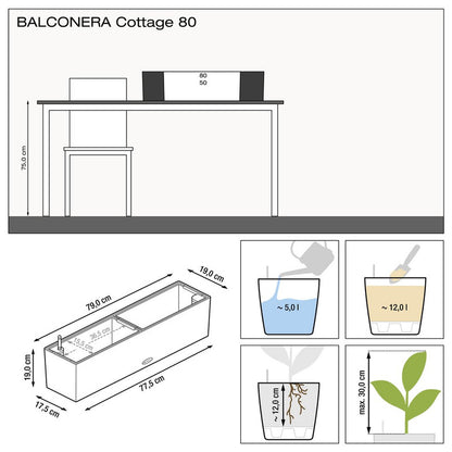 Вазон Lechuza Balconera Cottage 80, світло-сірий