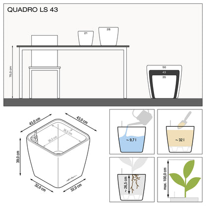 Вазон Lechuzа Quadro Premium LS 43, білий