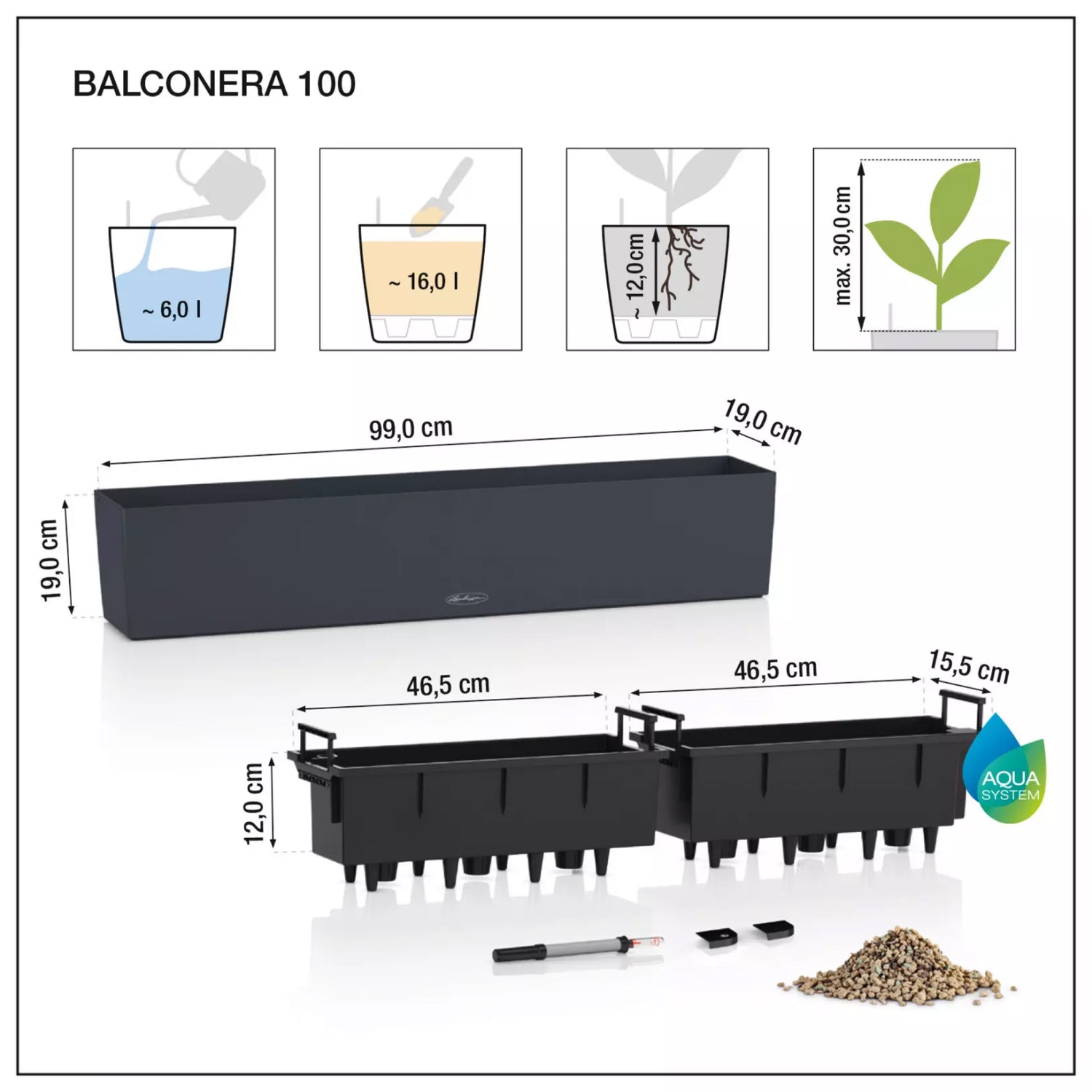 Вазон Lechuza Balconera Color 100, білий