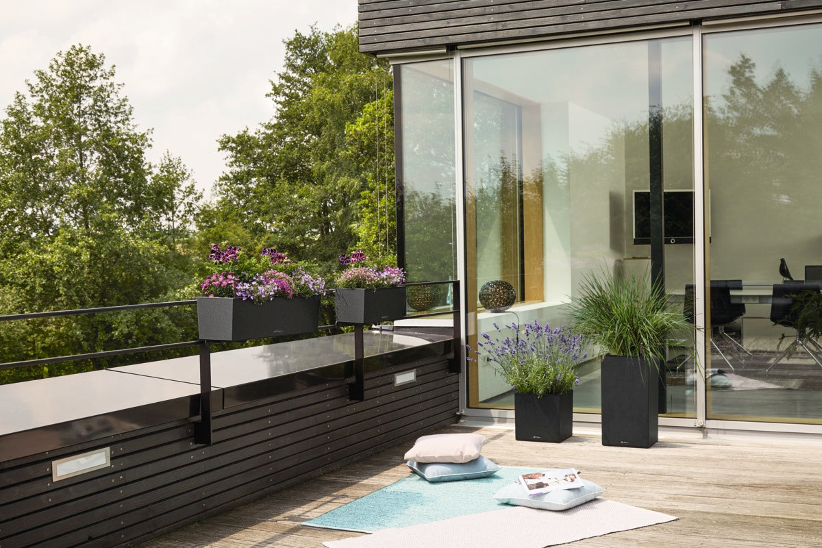 Вазон Lechuza Balconera Stone 50, графітово-чорний