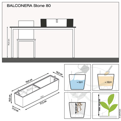 Вазон Lechuza Balconera Stone 80, пісочно-бежевий