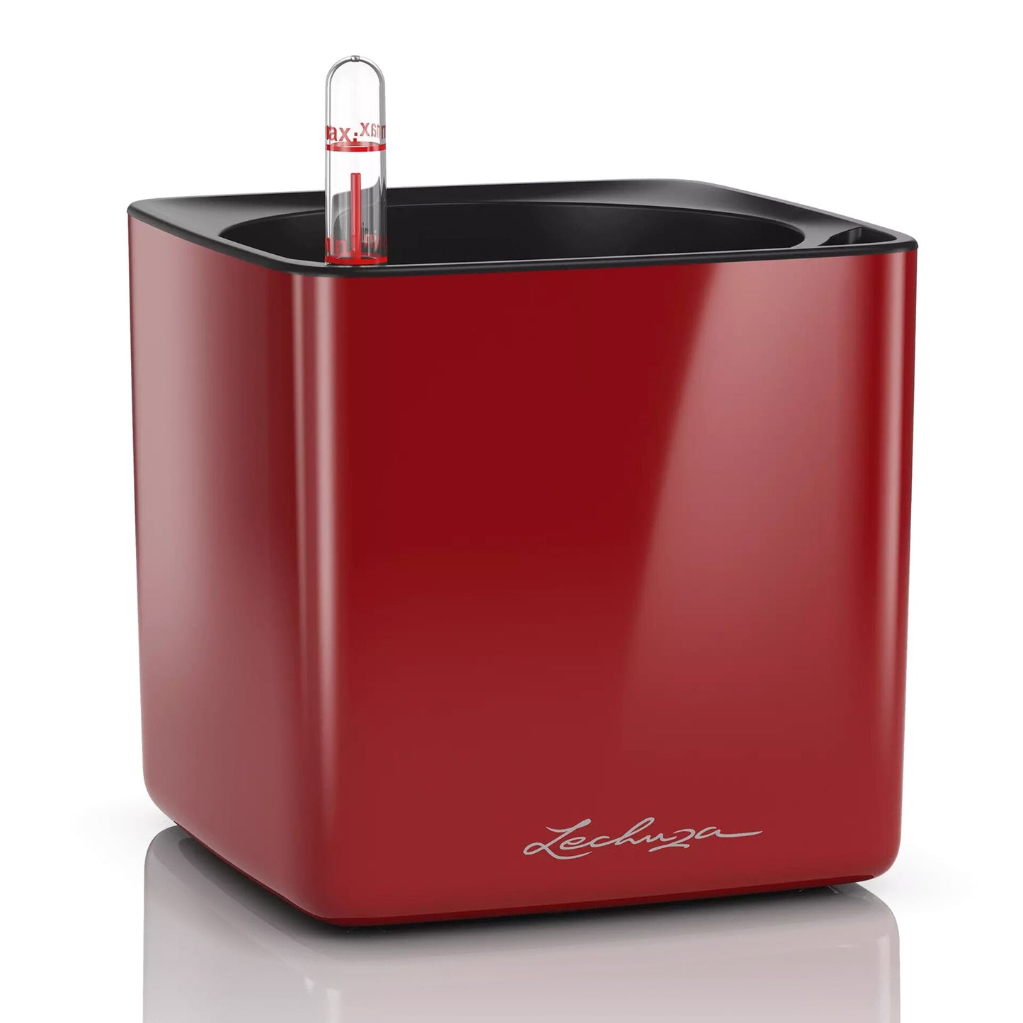 Вазон Lechuza CUBE Glossy 14, червоний
