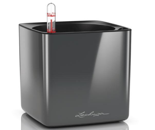 Вазон Lechuza Cube Glossy 14, антрацит