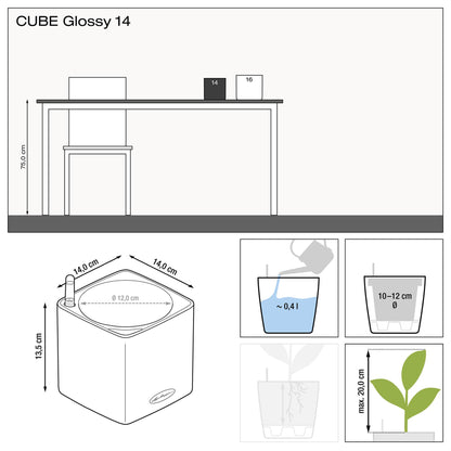 Вазон Lechuza Cube Glossy 14, білий