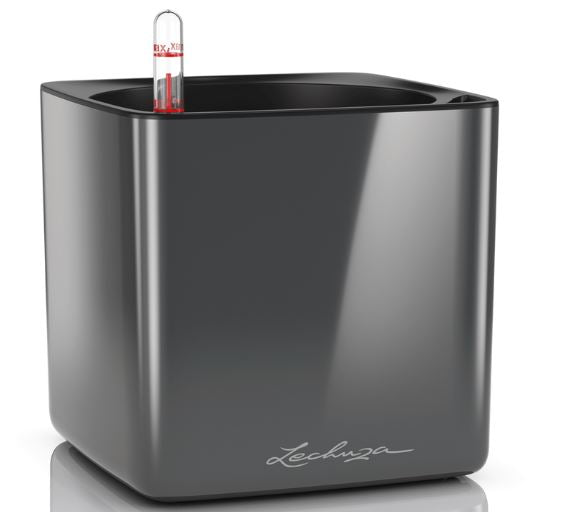 Вазон Lechuza Cube Glossy 16, антрацит