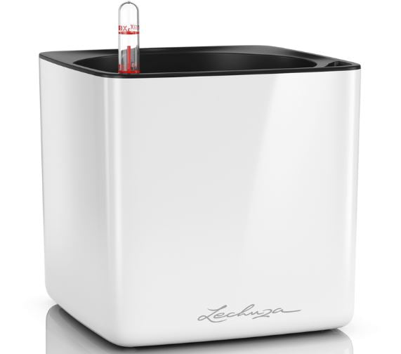 Вазон Lechuza Cube Glossy 16, білий