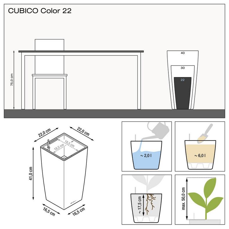 Вазон Lechuza Cubico Color 22, білий