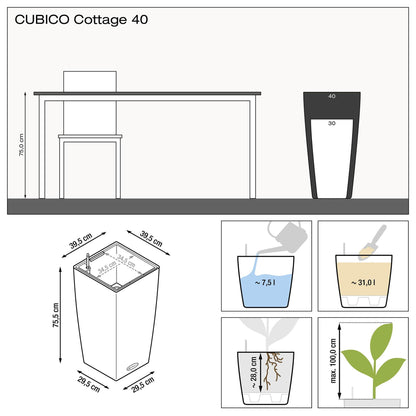 Вазон Lechuza Cubico Cottage 40, світло-сірий