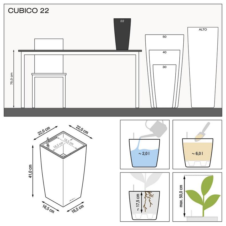 Вазон Lechuza Cubico Premium 22, білий