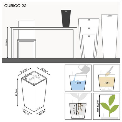 Вазон Lechuza Cubico Premium 22, білий
