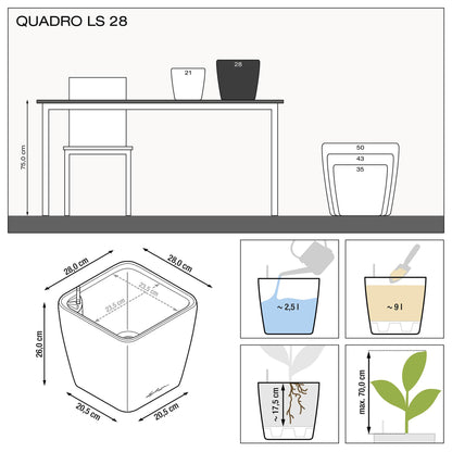Вазон Lechuza Quadro Premium LS 28, сіро-коричневий