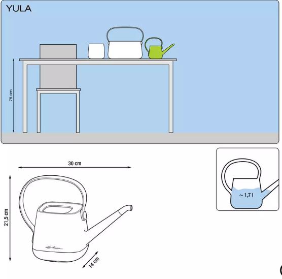 Лійка Lechuza Yula 30x14x22см, білий/сірий