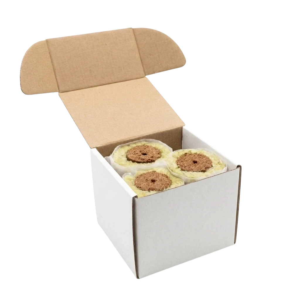 Три змінні картриджі з насінням руколи grow-some у білій картонній коробці для гідропонних систем